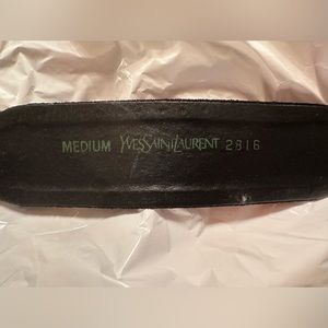 Black suede buckle tuxedo style medium Yves Saint Laurent belt in perfect condi